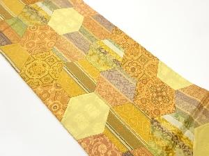 切り嵌め花唐草に蜀江文模様織出し全通袋帯